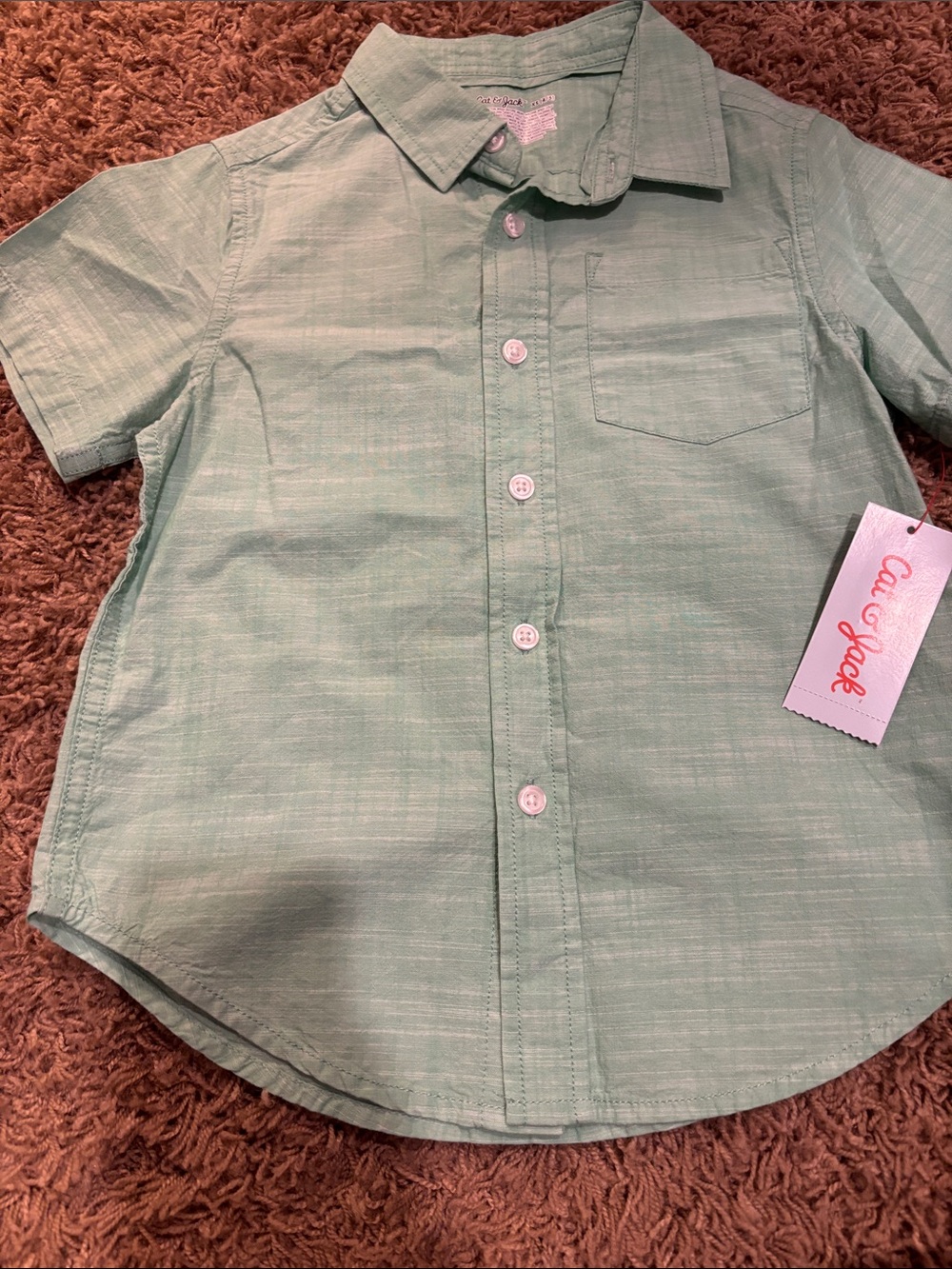 Cat & Jack Light Mint Short-Sleeve Button-Down Shirt